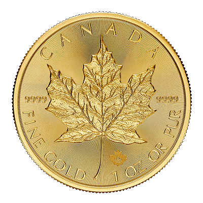 A picture of a 1 oz Gold Maple Leaf Coin (2024)